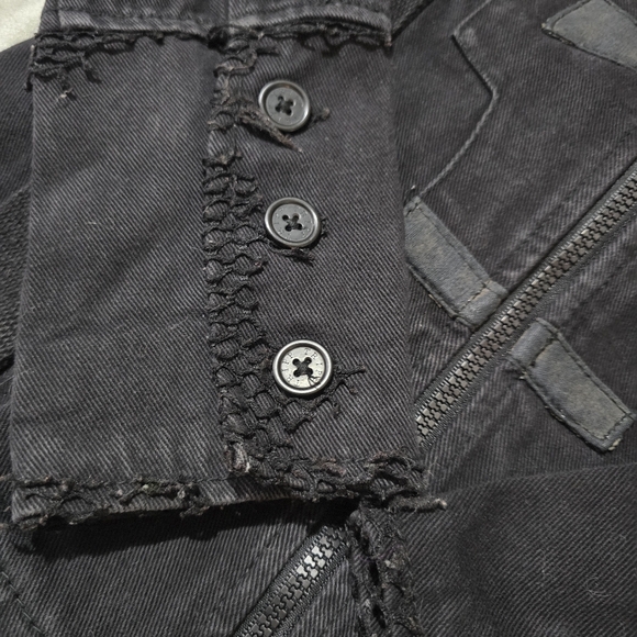 Vintage Tripp NYC Black 100% Cotton Denim Goth Punk Biker Jacket - Picture 4 of 15